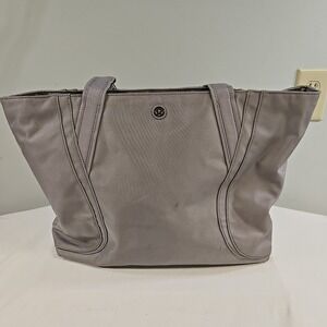 Lululemon Out of Range Tote Gray Nylon Large Zip Top Multi Pocket Gym Work Bag
